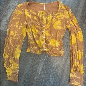 Free People Long Sleeve Floral Top